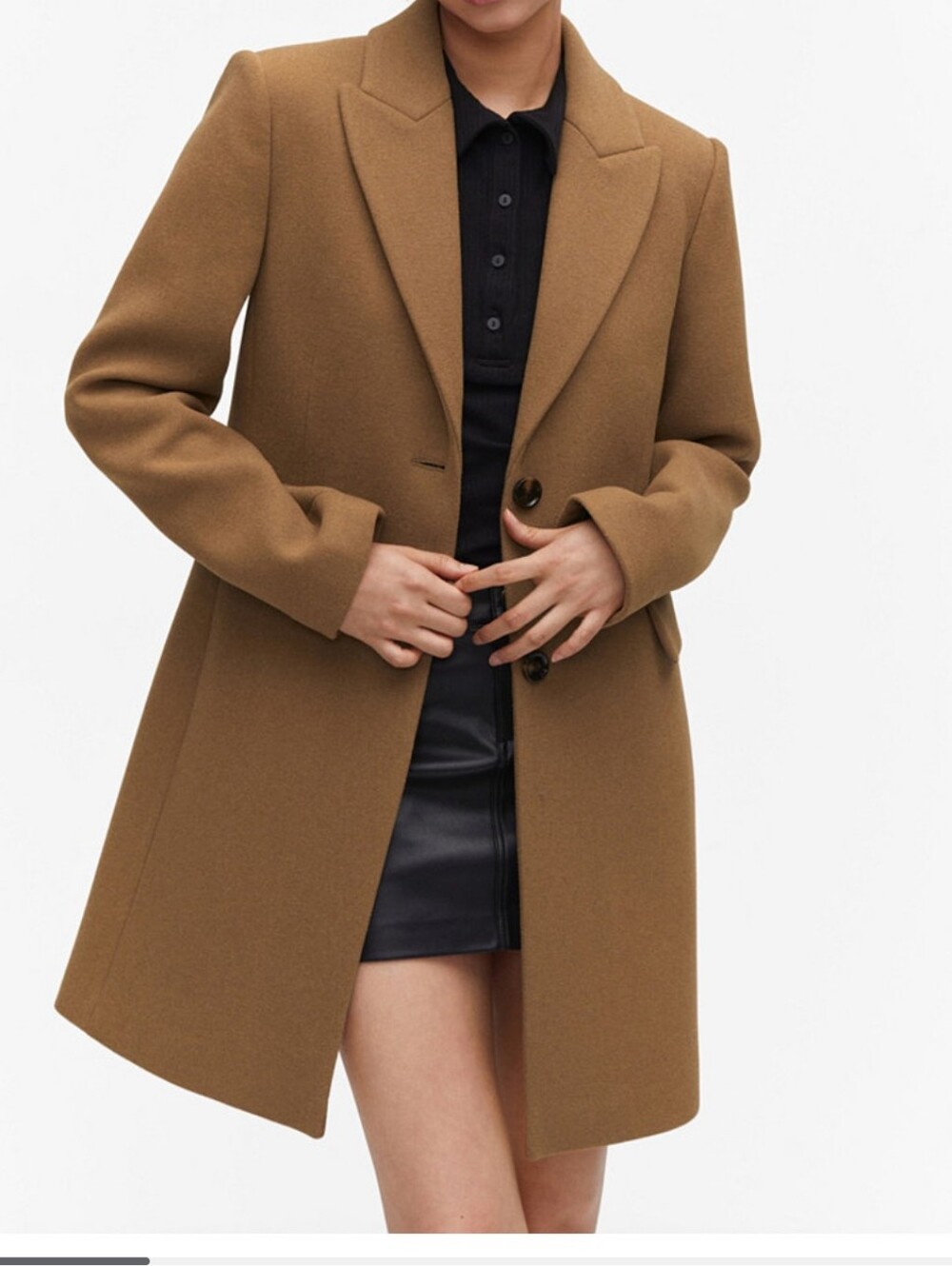 MANGO Women's Lapelled Straight-Cut Tailored Coat - Size Small
